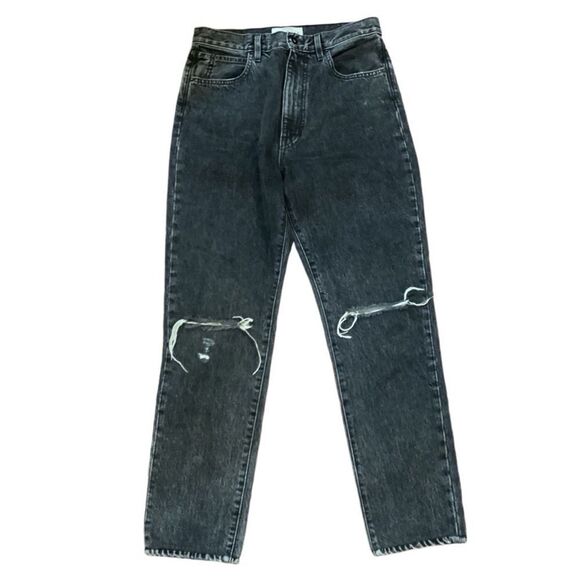 SLVRLAKE Beatnik slim straight distressed rigid denim jeans washed black size 29 - Picture 2 of 13